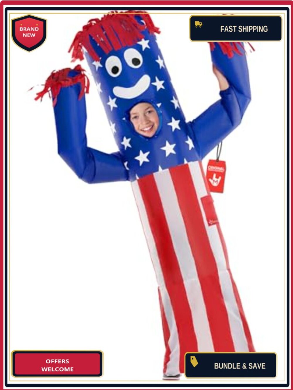 Kids Inflatable Wavy Tube Man Costume with Fan & Battery Pack